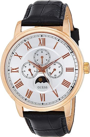  Shop Authentic Guess Delancy Quartz Silver Dial Black Leather Strap Watch For Men - W0870G2 - Luxxuri
