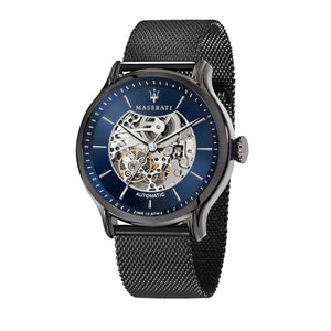  Shop Authentic Maserati Epoca Automatic Skeleton Blue Dial Mesh Bracelet Watch For Men - R8823118002 - Luxxuri