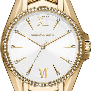  Shop Authentic Michael Kors Whitney Three-Hand White Dial Gold Steel Strap Watch For Women - MK6693 - Luxxuri
