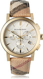  Shop Authentic Burberry The City White Dial Haymarket Beige Leather Strap Watch for Women - BU9752 - Luxxuri