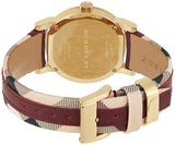  Shop Authentic Burberry Heritage Nova Gold Dial Haymarket Red Leather Strap Watch for Women - BU9111 - Luxxuri