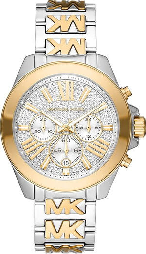  Shop Authentic Michael Kors Wren Chronograph Crystals Silver Two Tone Steel Strap Watch for Women - MK6953 - Luxxuri