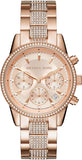  Shop Authentic Michael Kors Ritz Chronograph Rose Gold Dial Rose Gold Steel Strap Watch For Women - MK6485 - Luxxuri