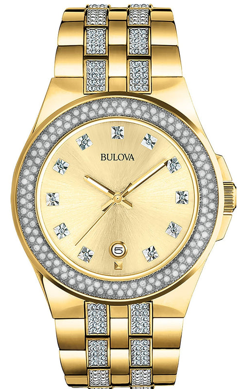  Shop Authentic Bulova Crystal Collection Champagne Dial Two Tone Steel Strap Watch for Women - 98B174 - Luxxuri