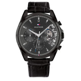  Shop Authentic Tommy Hilfiger Baker Chronograph Black Dial Black Leather Strap Watch For Men  - 1710452 - Luxxuri