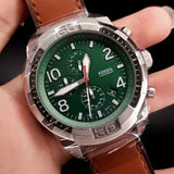  Shop Authentic Fossil Bronson Chronograph Green Dial Brown Leather Strap Watch for Men - FS5738 - Luxxuri