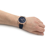  Shop Authentic Armani Exchange Banks Chronograph Blue Dial Blue Leather Strap Watch For Men - AX1723 - Luxxuri