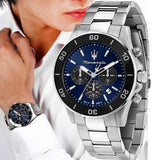  Shop Authentic Maserati Competizione Chronograph Blue Dial Silver Steel Strap Watch For Men - R8873600009 - Luxxuri