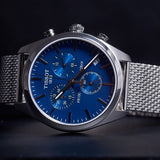  Shop Authentic Tissot PR 100 Chronograph Blue Dial Silver Mesh Bracelet Watch for Men - T101.417.11.041.00 - Luxxuri