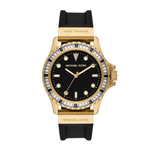  Shop Authentic Michael Kors Everest Three-Hand Crystals Black Dial Black Rubber Strap Watch for Women - MK7440 - Luxxuri