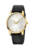  Shop Authentic Calvin Klein City Mother of Pearl White Dial Black Leather Strap Watch for Men - K2G2G5C6 - Luxxuri
