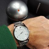  Shop Authentic Emporio Armani Classic Silver Dial Silver Steel Strap Watch For Men - AR1867 - Luxxuri