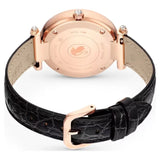  Shop Authentic Swarovski Crystalline Wonder Silver Dial Black Leather Strap Watch for Women - 5653359 - Luxxuri