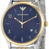 Shop Authentic Emporio Armani Classic Quartz Blue Dial Two Tone Steel Strap Watch For Men - AR1868 - Luxxuri