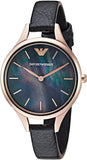  Shop Authentic Emporio Armani Aurora Mother Of Pearl Black Dial Black Leather Strap Watch For Women - AR11056 - Luxxuri