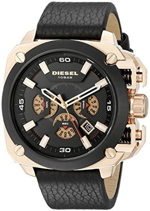  Shop Authentic Diesel BAMF Chronograph Black Dial Black Leather Strap Watch For Men - DZ7346 - Luxxuri