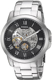  Shop Authentic Fossil Grant Skeleton Black Dial Silver Steel Strap Watch for Men - ME3055 - Luxxuri