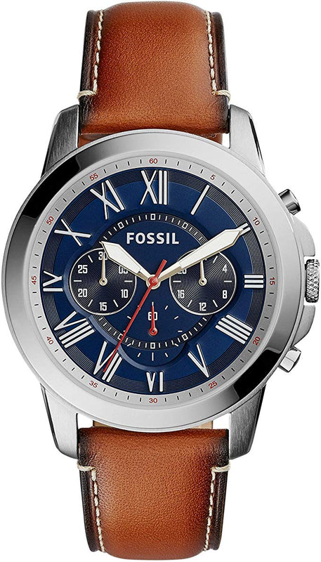  Shop Authentic Fossil Grant Chronograph Blue Dial Brown Leather Strap Watch for Men - FS5210 - Luxxuri