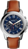  Shop Authentic Fossil Grant Chronograph Blue Dial Brown Leather Strap Watch for Men - FS5210 - Luxxuri