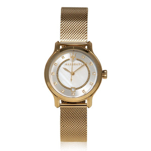  Shop Authentic Maserati Epoca Mother of Pearl Dial Yellow Gold Mesh Strap Watch For Women - R8853118502 - Luxxuri