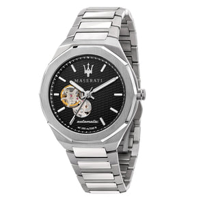  Shop Authentic Maserati Stile Skeleton Automatic Black Dial Silver Steel Strap Watch For Men - R8823142002 - Luxxuri