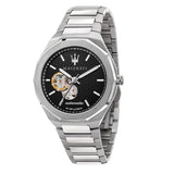  Shop Authentic Maserati Stile Skeleton Automatic Black Dial Silver Steel Strap Watch For Men - R8823142002 - Luxxuri