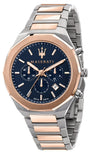  Shop Authentic Maserati Stile Chronograph Blue Dial Rose Gold Two Tone Strap Watch For Men - R8873642002 - Luxxuri