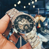  Shop Authentic Fossil Grant Skeleton Black Dial Silver Steel Strap Watch for Men - ME3055 - Luxxuri