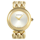  Shop Authentic Versace V-Flare Quartz Silver Dial Gold Steel Strap Watch for Women - VEBN00718 - Luxxuri