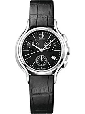  Shop Authentic Calvin Klein Skirt Chronograph Black Dial Black Leather Strap Watch for Men - K2U291C1 - Luxxuri