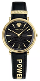  Shop Authentic Versace V Circulus Quartz Black Dial Black Leather Strap Watch for Women - VBP12017 - Luxxuri