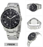  Shop Authentic Fossil Grant Sport Chronograph Black Dial Silver Steel Strap Watch for Men - FS5236 - Luxxuri
