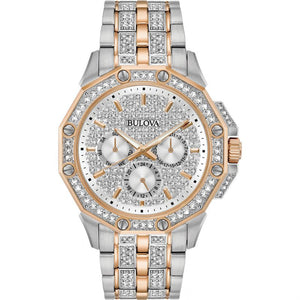  Shop Authentic Bulova Octova Crystal Silver Dial Two Tone Steel Strap Watch for Men - 98C133 - Luxxuri