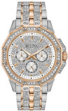 Bulova Octova Crystal Silver Dial Two Tone Steel Strap Watch for Men - 98C133