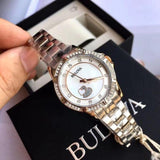  Shop Authentic Bulova Crystal Collection Mother of Pearl Dial Silver Steel Strap Watch for Women - 98L232 - Luxxuri