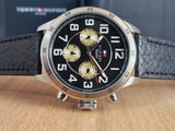  Shop Authentic Tommy Hilfiger Sport Chronograph Black Dial Black Leather Strap Watch for Men - 1791050 - Luxxuri
