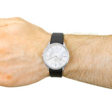  Shop Authentic Calvin Klein Minimalist White Dial Black Leather Strap Watch for Men - K3M211C6 - Luxxuri