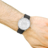  Shop Authentic Calvin Klein Minimalist White Dial Black Leather Strap Watch for Men - K3M211C6 - Luxxuri