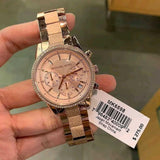  Shop Authentic Michael Kors Ritz Chronograph Rose Gold Dial Rose Gold Steel Strap Watch For Women - MK6598 - Luxxuri