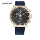  Shop Authentic Tommy Hilfiger Trent Chronograph Grey Dial Black Leather Strap Watch For Men - 1791808 - Luxxuri