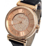  Shop Authentic Michael Kors Catlin Rose Gold Crystal Dial Black Leather Strap Watch for Women - MK2376 - Luxxuri