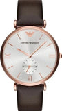  Shop Authentic Emporio Armani Classic Analog Silver Dial Brown Leather Strap Watch For Men - AR9038 - Luxxuri