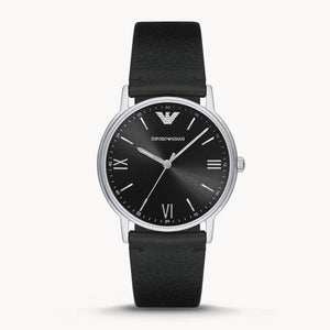  Shop Authentic Emporio Armani Kappa Analog Quartz Black Dial Black Leather Strap Watch For Men - AR11013 - Luxxuri