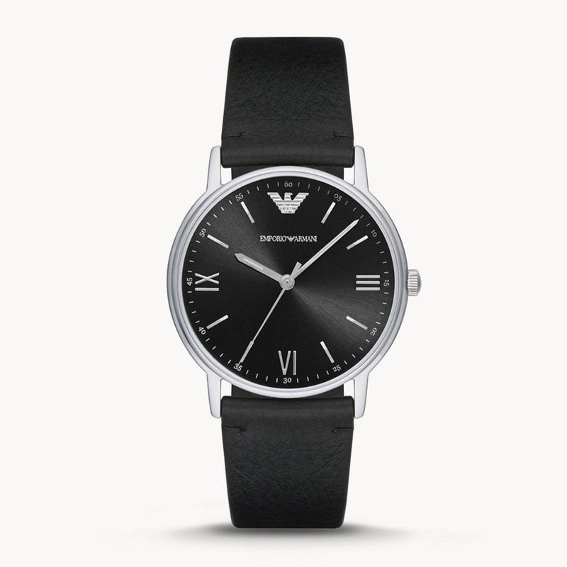  Shop Authentic Emporio Armani Kappa Analog Quartz Black Dial Black Leather Strap Watch For Men - AR11013 - Luxxuri