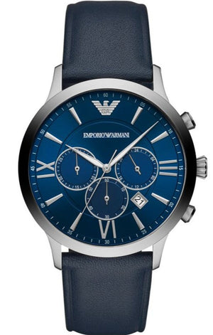  Shop Authentic Emporio Armani Giovanni T Bar Chronograph Quartz Blue Dial Blue Leather Strap Watch For Men - AR11226 - Luxxuri