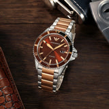  Shop Authentic Emporio Armani Diver Quartz Brown Dial Two Tone Steel Strap Watch For Men - AR11340 - Luxxuri