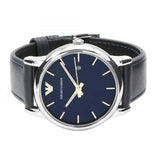  Shop Authentic Emporio Armani Classic Quartz Blue Dial Black Leather Strap Watch For Men - AR1731 - Luxxuri