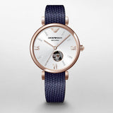  Shop Authentic Emporio Armani Gianni T-Bar Analog Silver Dial Blue Leather Strap Watch For Women - AR60020 - Luxxuri