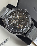  Shop Authentic Emporio Armani Meccanico Automatic Black Dial Black Steel Strap Watch For Men - AR60054 - Luxxuri