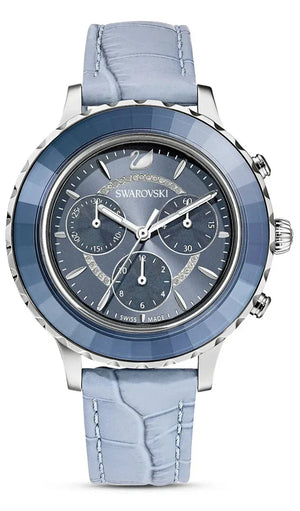  Shop Authentic Swarovski Octea Lux Chrono Blue Dial Blue Leather Strap Watch for Women - 5580600 - Luxxuri